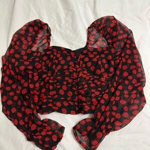 Free People Red and Black Blouse
